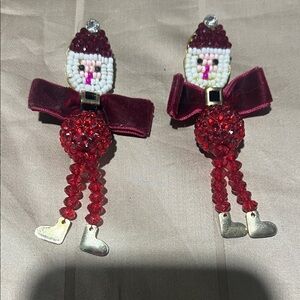 Kohl's Red and White Santa Beaded Earrings